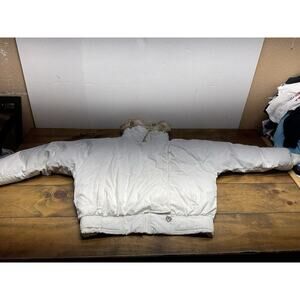 Vintage Obermeyer Sport Puffer Down Ski Parka Jacket White Fur Collar Size 8